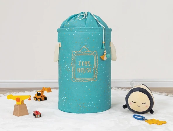 Baby Kullanımı Kolay Desenli Taşınabilir Torbalı Yuvarlak Sepet(yeşil) 04270 - Resim 2