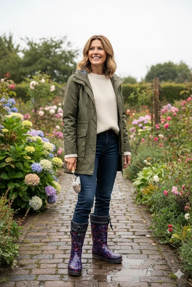 Konçlu Peluşlu Kadın Yağmur Çizmesi 36-40 Mürdüm Çiçekli ürün görseli