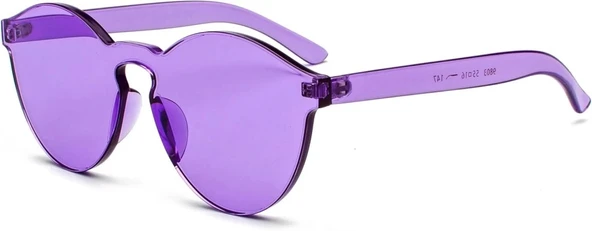 CEYLAN ADAM  Sert Mika Oval Şekilli Çerçevesiz Mor Gözlük Retro Parti 5x14 cm - Resim 4
