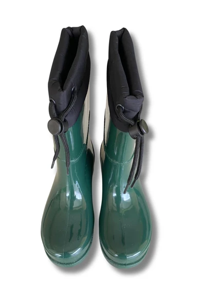 Konçlu Kadın Yağmur Çizmesi 36-40 Koyu Yeşil - Resim 2