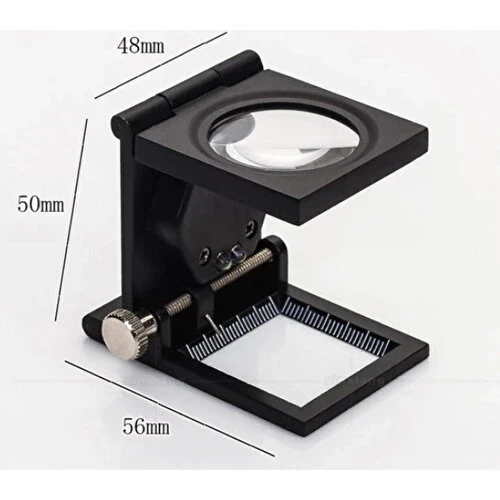 -28x28 Mm Katlanır Sayaçlı Metal Lüp, 2 Led Işıklı Büyüteç Tekstil Th9005a - 2