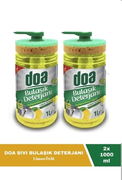 Doa Sıvı Bulaşık Deterjanı Limon Kokulu 1 Lt Süngerli x 2 Adet ürün görseli