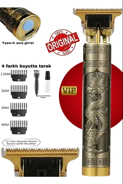 Dragon Çelik Kasa Profesyonel Saç Sakal Ense Çizim Tüm Vücut Tüyü Lazer Öncesi Tıraş Makinesi - Resim 2
