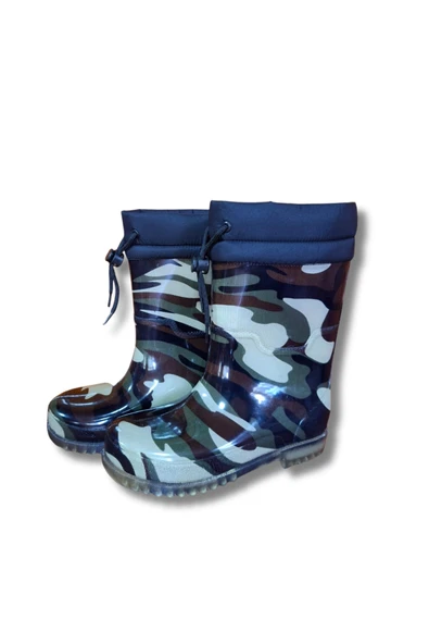 Konçlu Peluşlu Unisex Yağmur Çizmesi 36-40 Yeni Askeri Kamuflaj - Resim 8