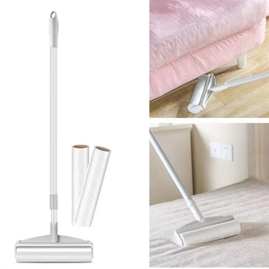 Teleskopik Saplı 24 Cm Yapışkanlı Tüy Rulosu Uzayabilen Hav Tüy Toz Toplayıcı Rulo 2 Yedekli ürün görseli 1