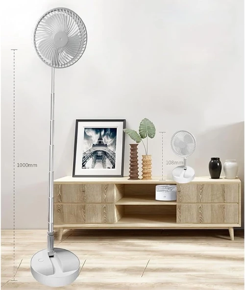 Teleskopik Fan Vantilatör 4 Modlu Şarjlı Katlanabilir Yükseltilebilir Taşınabilir Serinletici Portatif Masa Vantilatörü - Resim 4