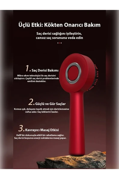 Şarjlı Ve Titreşimli Saç Masaj Tarağı Bakım Yağı Hazneli Fırça - 5
