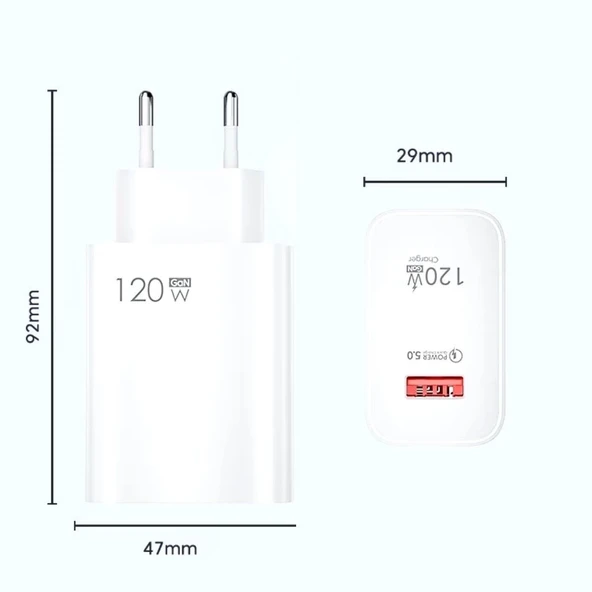 120w Usb Hızlı Type C Uçlu Kablolu Şarj Aleti - Resim 5