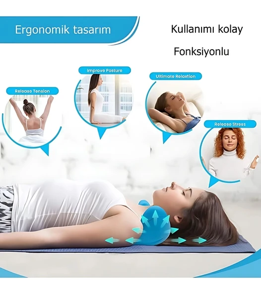 Ergonomik Boyun Masajı Yastığı – Servikal Traksiyon Destekli, Omurilik Ortopedik Yastık - Resim 5