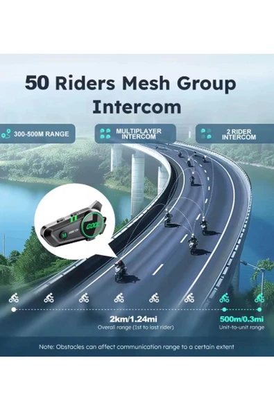 C50 2x Motosiklet Intercom Kask Kulaklık 1500 Mah Rgb Işıklı Çift Eşleşme - Resim 2