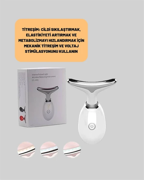 Cilt Yenileyici Şarjlı Güzellik Aleti – Pozitif/Negatif İyon, Titreşimli Masaj ve Kırmızı-Mavi-Yeşil Işıkla - 3
