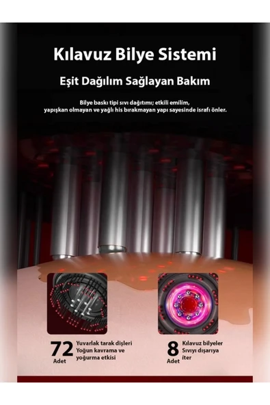 Şarjlı Ve Titreşimli Saç Masaj Tarağı Bakım Yağı Hazneli Fırça - 6