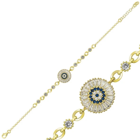 Supertrend ​gümüş Gold Baget Taşlı Nazar Bayan Bileklik ürün görseli