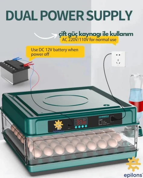 Kuluçka Makinesi Wifi Kamera Hediyeli 130 Lu Tam Otomatik Yedek Motorlu - 6