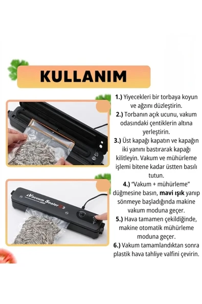 Gıda Vakum Ve Mühürleme Makinesi- Yiyecek Tazeliği Koruma Ev Ve Restoran İçin - Resim 2