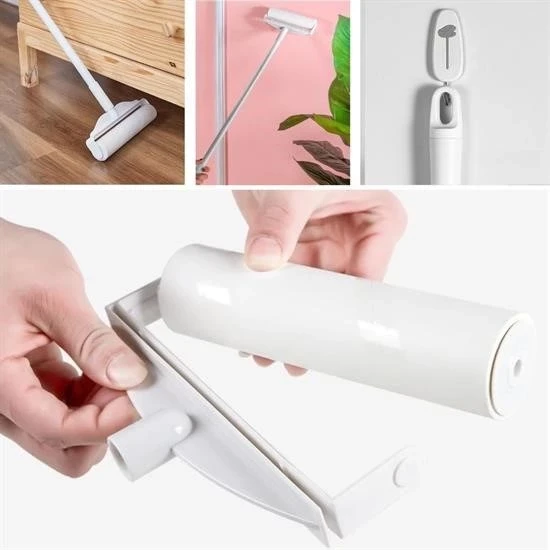 Teleskopik Saplı 24 Cm Yapışkanlı Tüy Rulosu Uzayabilen Hav Tüy Toz Toplayıcı Rulo 2 Yedekli - Resim 8
