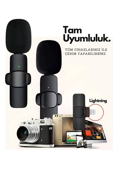 Type-c Çiftli Kablosuz Yaka Mikrofon Seti Telefon Vlog Canlı Yayın Tiktok Youtube Uyumlu ürün görseli 1