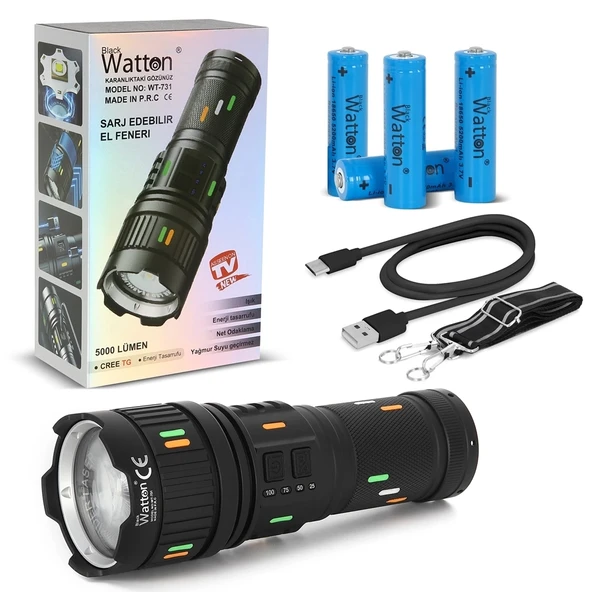 CEYLAN ADAM 5000 Lümen Cree Tg Led Şarj Göstergeli El Feneri  Wt-731 - 1