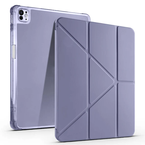 Zore Apple ile uyumlu iPad Air 13 2024 Kılıf Tri Folding Kalem Bölmeli Standlı Kılıf - Resim 12