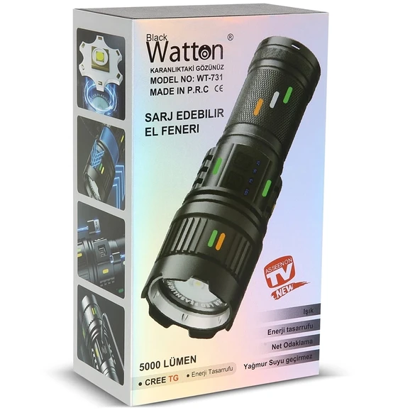 CEYLAN ADAM 5000 Lümen Cree Tg Led Şarj Göstergeli El Feneri  Wt-731 - 5