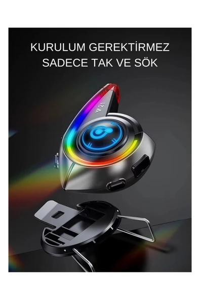 CEYLAN ADAM Y21 Rgb Işık Efektli Intercom Bluetooth Motosiklet Kask Kulaklığı Intercom Kulaklık - Resim 6