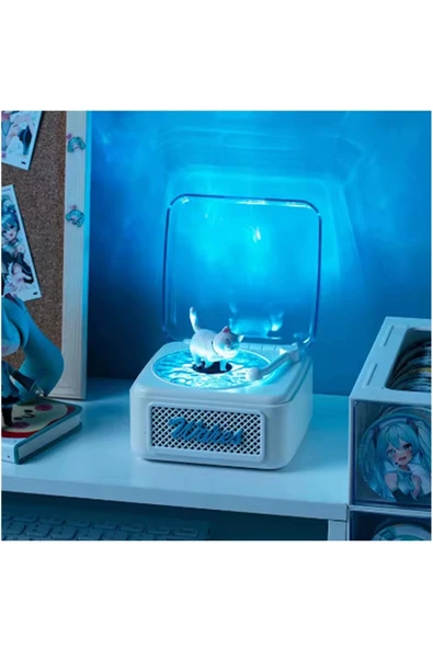 CEYLAN ADAM Nostalji Mini Plak Görünümlü Radyolu Bluetooth Hoparlör 3d Ses Dalgası Retro Müzik Plak Beyaz - Resim 3