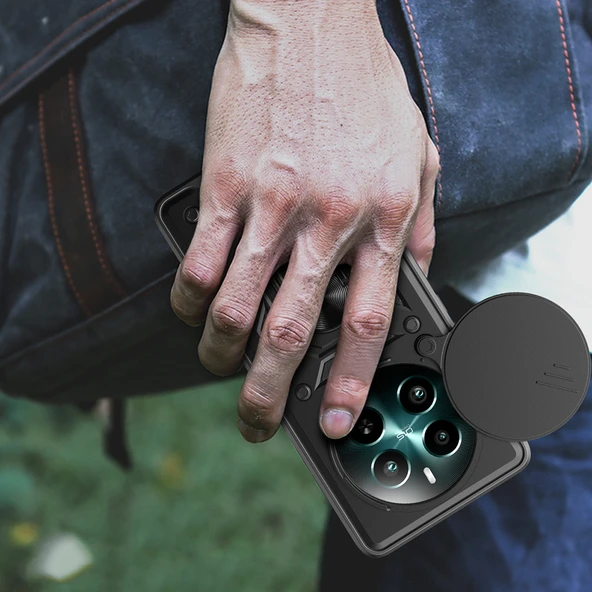 Realme 12 Plus Kılıf Magnetik Standlı Kamera Korumalı Zore Sürgülü Vega Kapak - 9