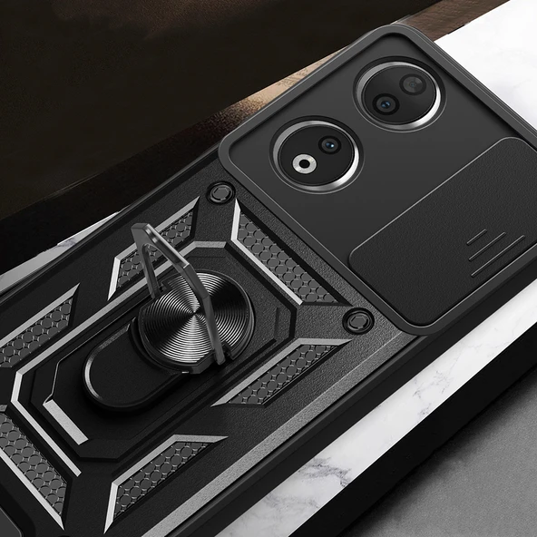 Zore Honor 90 Kılıf Magnetik Standlı Kamera Korumalı Sürgülü Vega Kapak - 8