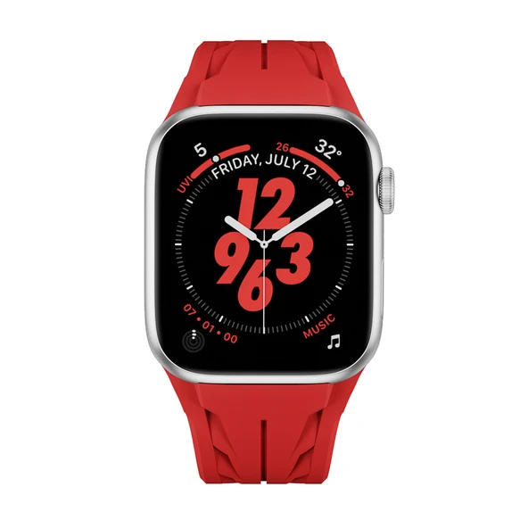 Apple Watch 7 45mm KRD-127 Metal Tokalı Silikon Kordon - 10