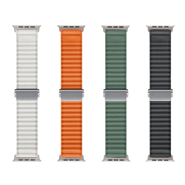 Apple Watch 7 45mm Zore KRD-123 Naylon Kumaş Hasır Örgülü Kordon - 1