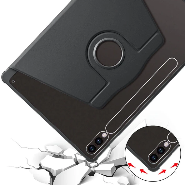 Zore Galaxy ile uyumlu Tab S10 Plus Kılıf Termik Kalem Bölmeli Dönebilen Standlı Kılıf - Resim 11