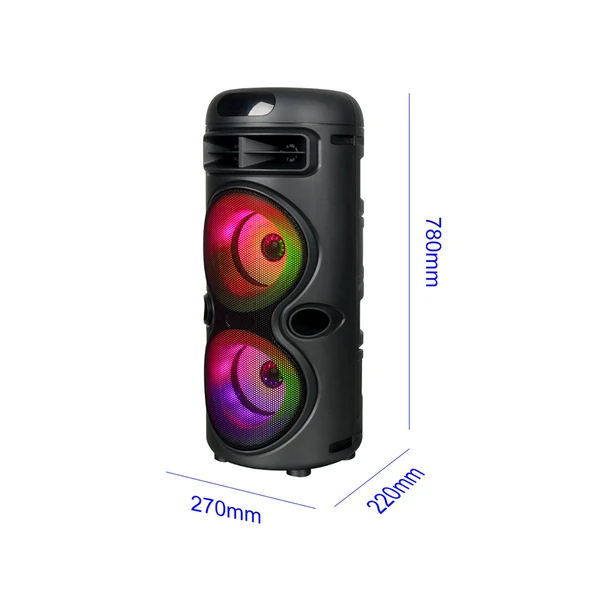 Zore GD-2402 Dijital LED Göstergeli FM Radyolu Mikrofonlu RGB TWS Çift 4 inç Stereo Bass Kablosuz Karaoke Hoparlör - 9