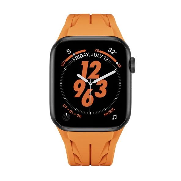 Apple Watch 7 45mm KRD-127 Metal Tokalı Silikon Kordon - 6