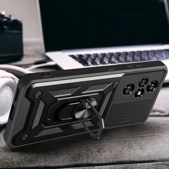 Zore Honor 200 Pro Kılıf Magnetik Standlı Kamera Korumalı Sürgülü Vega Kapak - 7