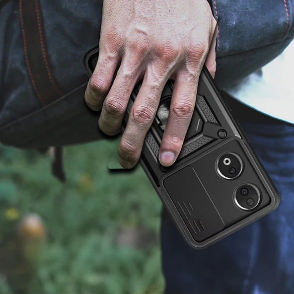 Zore Honor 90 Kılıf Magnetik Standlı Kamera Korumalı Sürgülü Vega Kapak - 9