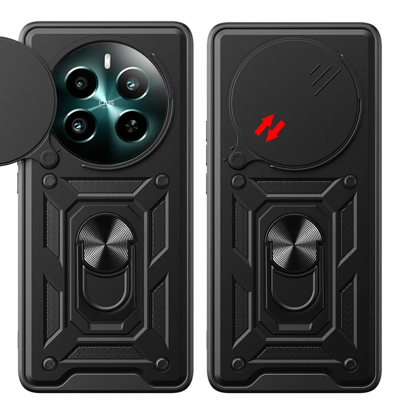 Realme 12 Plus Kılıf Magnetik Standlı Kamera Korumalı Zore Sürgülü Vega Kapak - 10