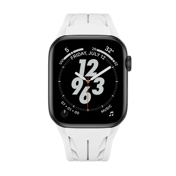 Apple Watch 7 45mm KRD-127 Metal Tokalı Silikon Kordon - 2