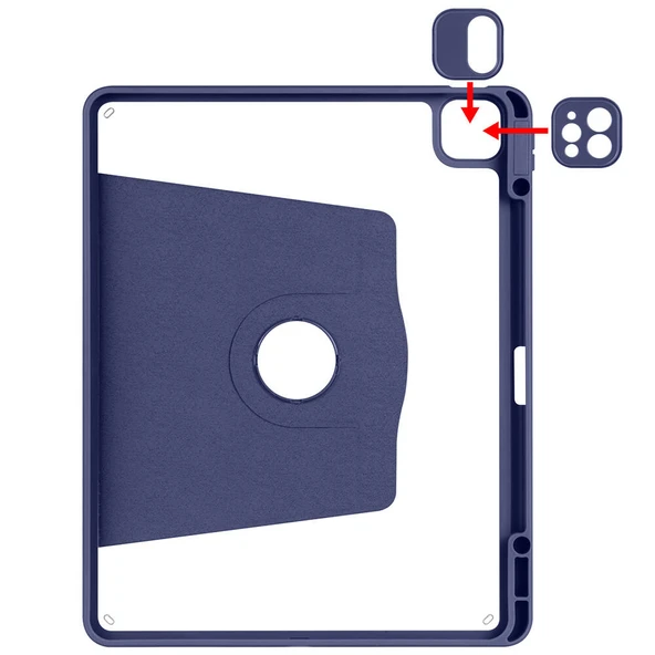 Zore Apple ile uyumlu iPad Air 13 2025 M3 Kılıf Termik Kalem Bölmeli Dönebilen Standlı Kılıf - 3