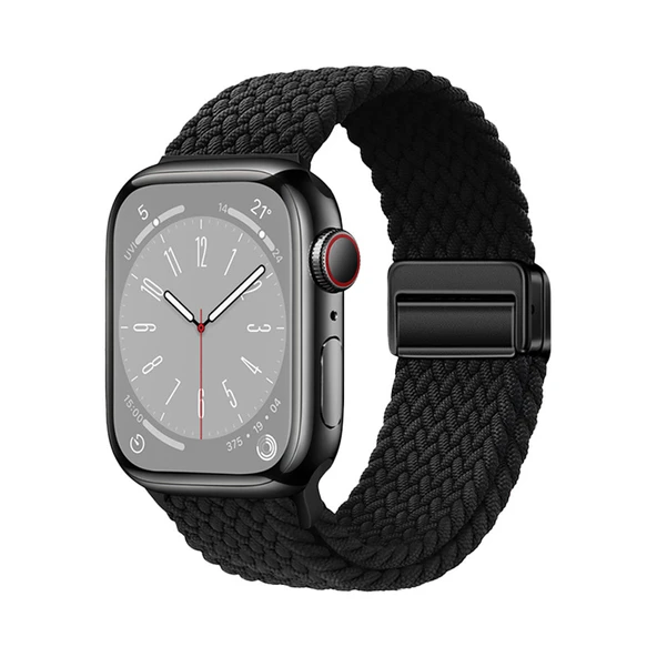 Apple Watch 10 42mm Zore KRD-134 Örgü Tasarımlı Hasır Kordon Strap Kayış - Resim 4