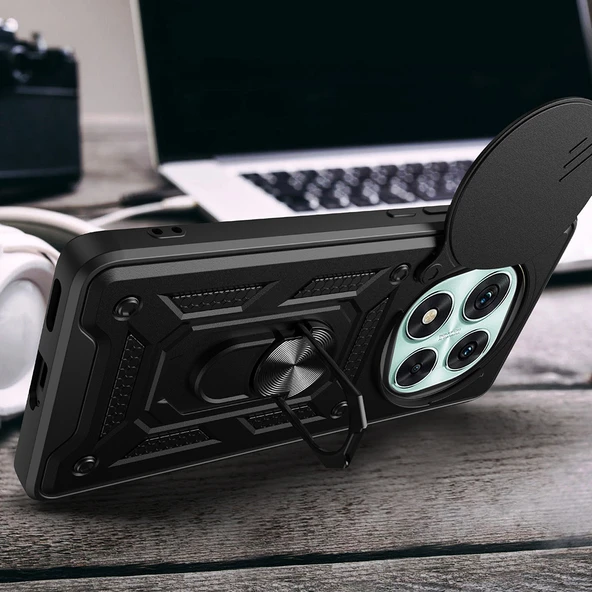 Zore Xiaomi ile uyumlu Poco X7 Kılıf Magnetik Standlı Kamera Korumalı Sürgülü Vega Kapak - 6