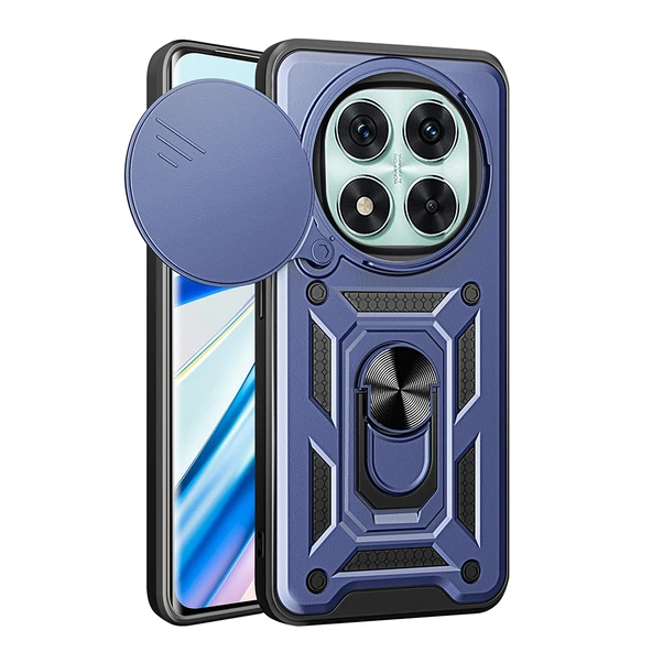 Zore Xiaomi ile uyumlu Poco X7 Kılıf Magnetik Standlı Kamera Korumalı Sürgülü Vega Kapak - 11