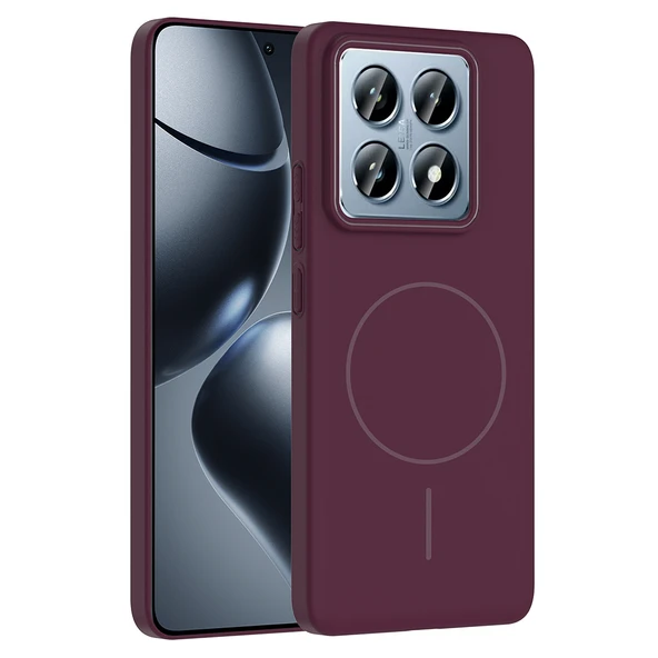 Zore Xiaomi ile uyumlu 14T Pro Kılıf M-safe Şarj Özellikli Ruby Sert Kapak