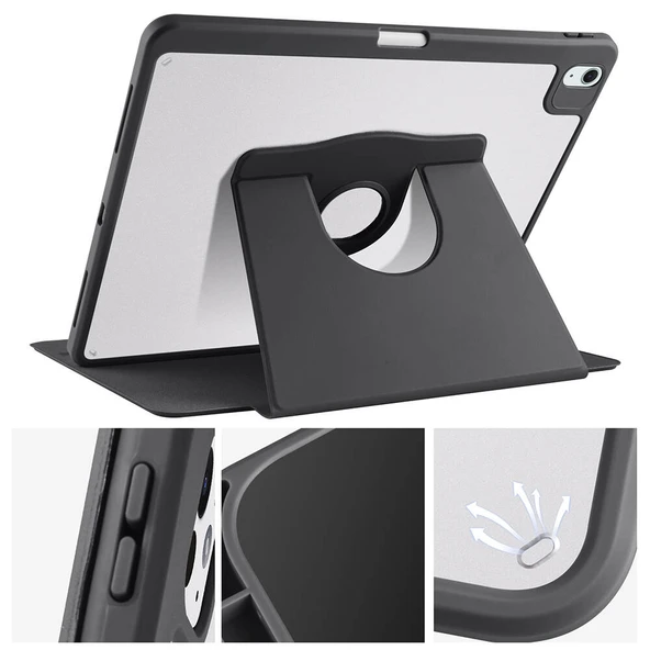 Zore Apple ile uyumlu iPad Air 13 2025 M3 Kılıf Termik Kalem Bölmeli Dönebilen Standlı Kılıf - 8