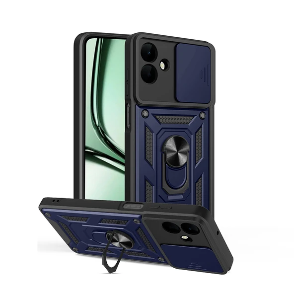 Zore Galaxy ile uyumlu A07 Kılıf Magnetik Standlı Kamera Korumalı Sürgülü Vega Kapak - 10