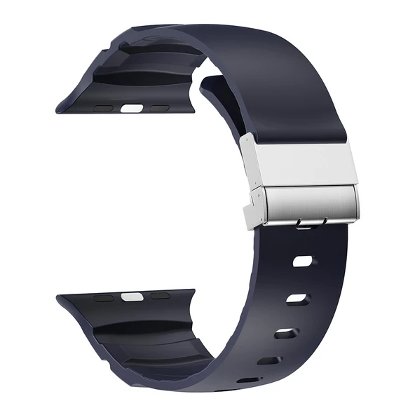 Apple Watch 7 45mm Zore KRD-145 Metal Tokalı Silikon Kordon - 2