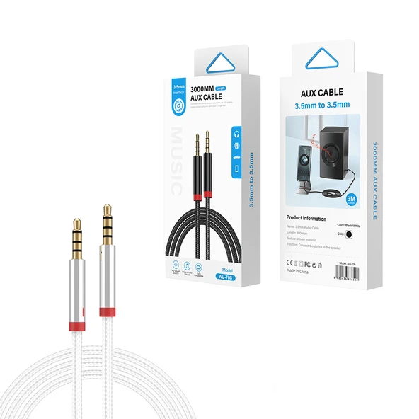Zore AU-708 Örgü Tasarımlı Aux Audio Kablo 3.5mm 3m - Resim 5