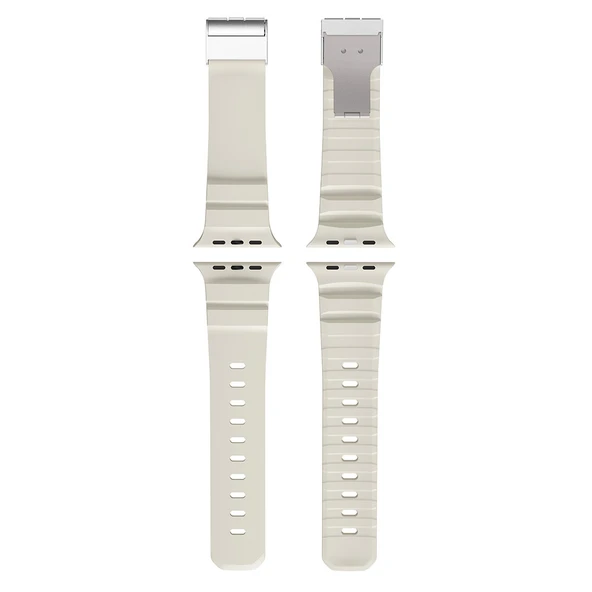 Apple Watch 44mm Zore KRD-145 Metal Tokalı Silikon Kordon - 4