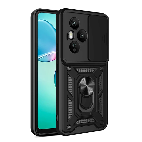 Zore Honor 400 Pro Kılıf Magnetik Standlı Kamera Korumalı Sürgülü Vega Kapak - 12
