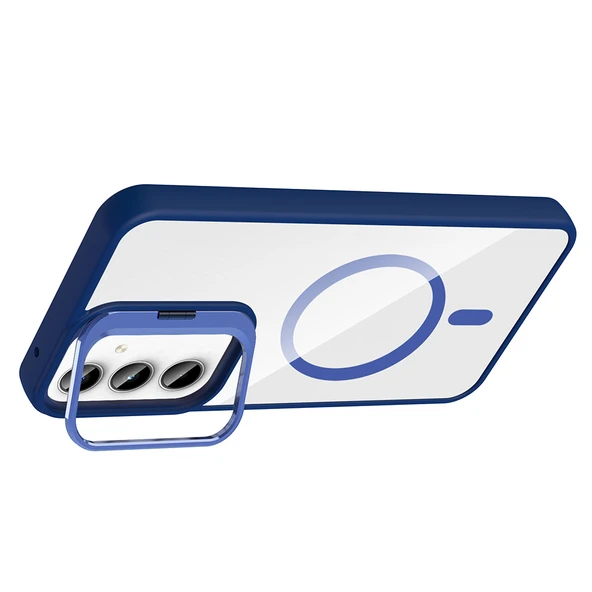 Zore Galaxy ile uyumlu A35 Kılıf Standlı ve Kamera Lens Hediyeli M-Safe Şarj Özellikli Etro Kapak - 7