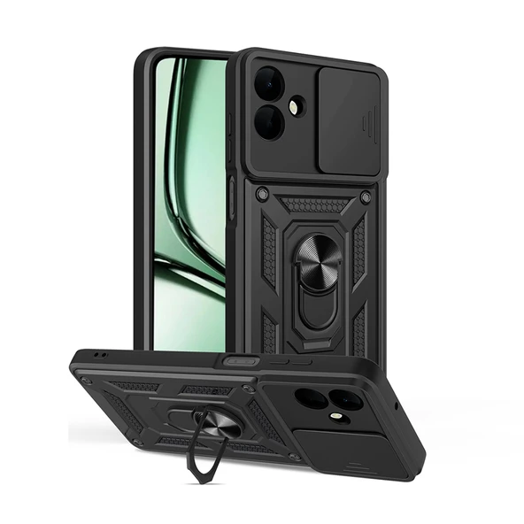 Zore Galaxy ile uyumlu A07 Kılıf Magnetik Standlı Kamera Korumalı Sürgülü Vega Kapak - 11